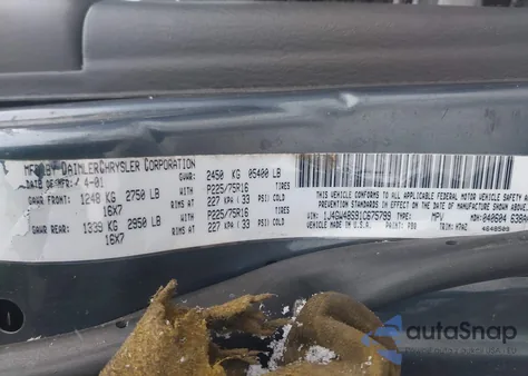 2001 Jeep Grand Cherokee Laredo z USA, uszkodzony, nr VIN 1J4GW48S91C675799